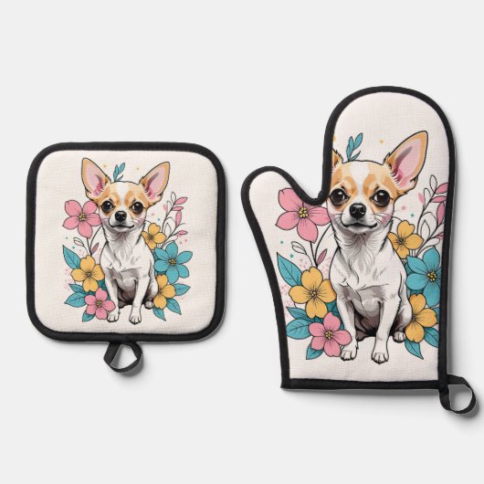 Spring Chihuahua Ovenwant & Pannenlap Set (Voorkant)