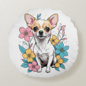 Spring Chihuahua Rond Kussen (Voorkant)
