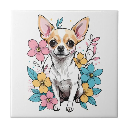 Spring Chihuahua Tegeltje (Voorkant)