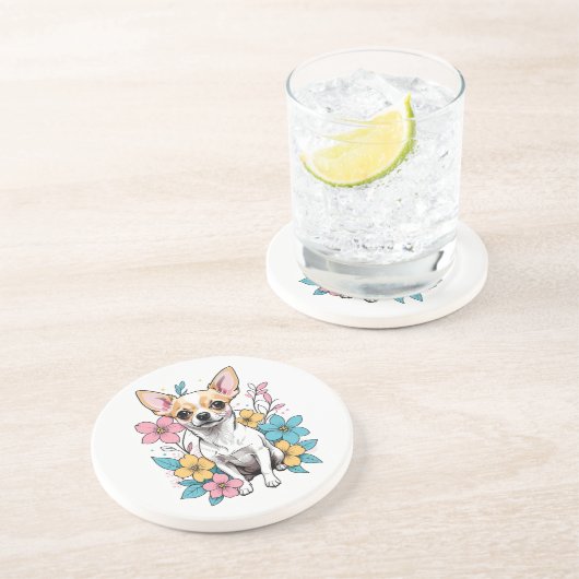 Spring Chihuahua Zandsteen Onderzetter (Zijkant)