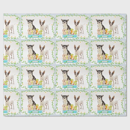 Spring Chihuahua's Cadeaupapier (Vlak)