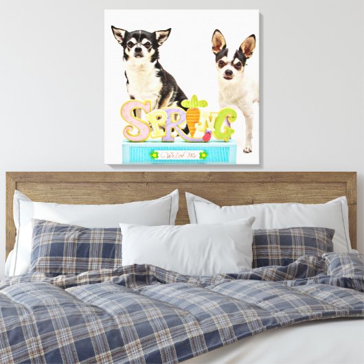 Spring Chihuahua's Canvas Afdruk (Insitu (Slaapkamer))