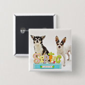 Spring Chihuahua's Vierkante Button 5,1 Cm (Voorkant /achterkant)