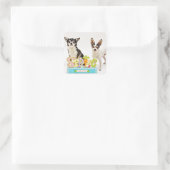 Spring Chihuahua's Vierkante Sticker (Tas)