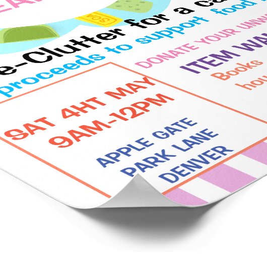 SPRING CLEANING? DONATION YARD VERKOOP POSTER (Hoek)