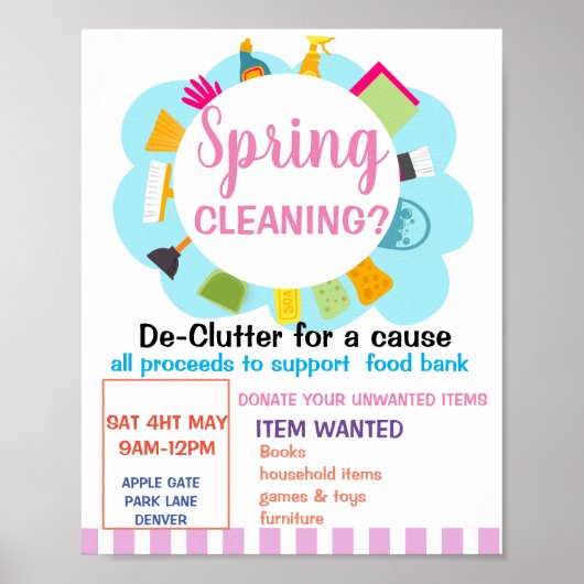 SPRING CLEANING? DONATION YARD VERKOOP POSTER (Voorkant)