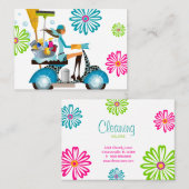 Spring Cleaning Retro Daisy Flowers Visitekaartje (Voorkant / Achterkant)