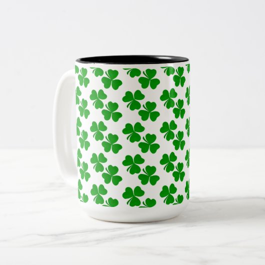 Spring Clovers Shamrocks Tweekleurige Koffiemok (Voorkant links)