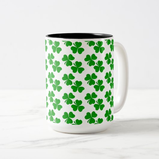 Spring Clovers Shamrocks Tweekleurige Koffiemok (Voorkant rechts)