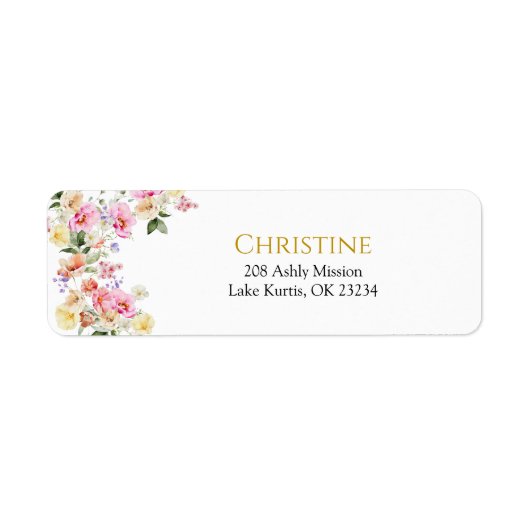 Spring Colorful Floral Bridal Shower Address Label (Voorkant)