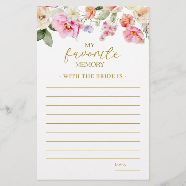 Spring Colorful Floral Bridal Shower Memory Game (Voorkant)