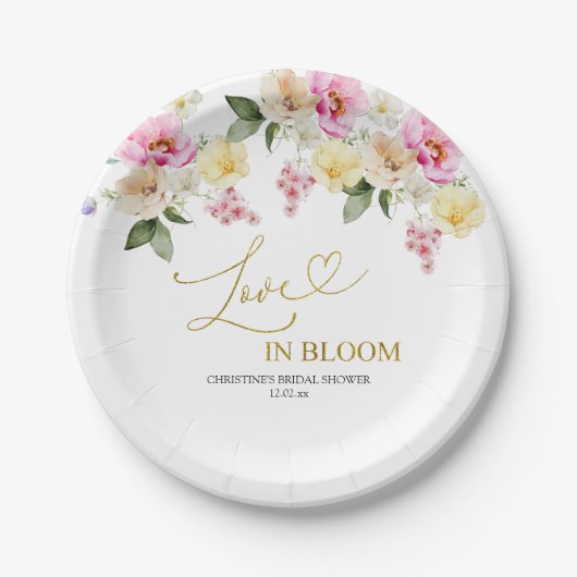 Spring Colorful Floral Bridal Shower Papieren Bordje (Voorkant)