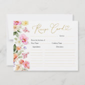 Spring Colorful Floral Bridal Shower Recipe Card Kaart (Voorkant)