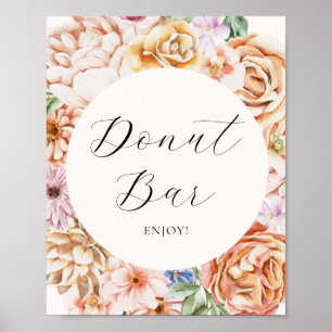 Spring Colorful Flowers Donut Bar Sign Poster
