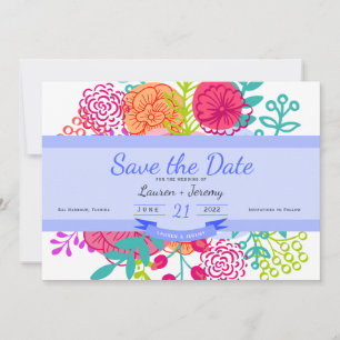 Spring Colorful Vibrant Floral Sketch Bouquet Save Save The Date