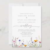 Spring Colorful Wildflower Front & Back Wedding Kaart (Voorkant)