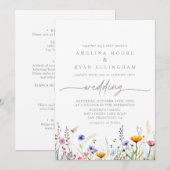 Spring Colorful Wildflower Front & Back Wedding Kaart (Voorkant / Achterkant)