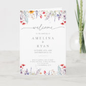 Spring Colorful Wildflower Minimal Folded Wedding Programma (Voorkant)