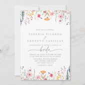 Spring Colorful Wildflower Spanish Wedding Kaart (Voorkant)
