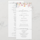 Spring Colorful Wildflower Wedding Program Programmakaart (Voorkant / Achterkant)