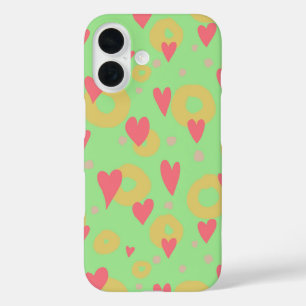 Spring Colors Hearts Donut Rings Polka Dots iPhone 16 Hoesje