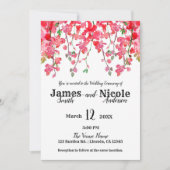 Spring Coral Orchid Branches Floral Wedding Kaart (Voorkant)