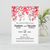 Spring Coral Orchid Branches Floral Wedding Kaart (Staand voorkant)