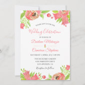 Spring Coral Pink Floral Garden Waterverf Weddensc Kaart (Voorkant)