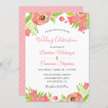 Spring Coral Pink Floral Garden Waterverf Weddensc