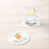 Spring Cosmos Floral Hand Drawn Wedding Ronde Kartonnen Onderzetter (Insitu)