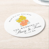 Spring Cosmos Floral Hand Drawn Wedding Ronde Kartonnen Onderzetter (Gebogen)