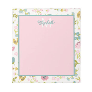 Spring Cottage Bloemen Monogram Notitieblok