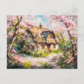 Spring Cottage met bloeiende fruitbomen Briefkaart (Voorkant)