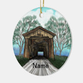 Spring Covered Bridge keramische ronde ornament (Links)