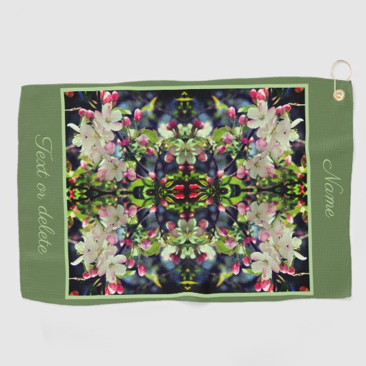 Spring Crabapple Blossom Abstract - Gepersonalisee Golfhanddoek (Horizontaal)
