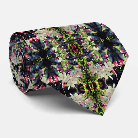 Spring Crabapple Blossoms Abstract Patroon Stropdas (Opgerold)