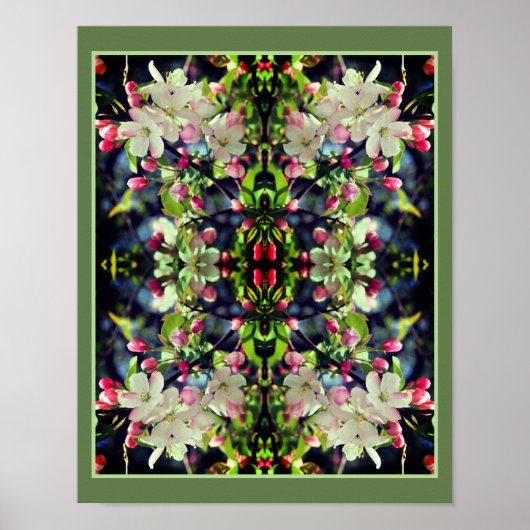 Spring Crabapple Blossoms Mirror Abstract Poster (Voorkant)