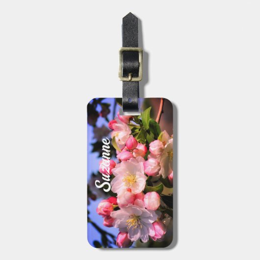 Spring Crabapple Flower Blossom Personalized Bagagelabel (Voorkant verticaal)