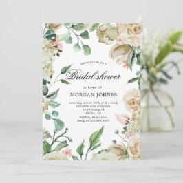 Spring Cream Bloemen Bruids Douche Uitnodiging
