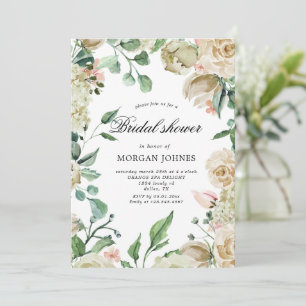 Spring Cream Bloemen Bruids Douche Uitnodiging