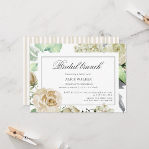 Spring Cream Floral Bridal Brunch Uitnodiging