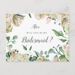 Spring Cream Garden Floral bruidsmeisje Briefkaart