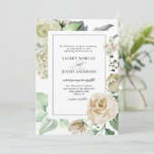 Spring Cream Garden Floral bruiloft uitnodiging (Staand voorkant)