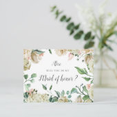 Spring Cream Garden Floral Maid of Honor Briefkaart (Staand voorkant)