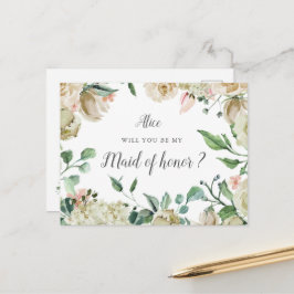 Spring Cream Garden Floral Maid of Honor Briefkaart