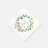 Spring Cream Garden Floral Monogram Papier Servet (Hoek)