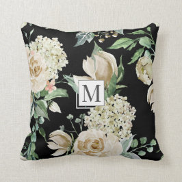 Spring cream garden floral Monogram Sierkussen