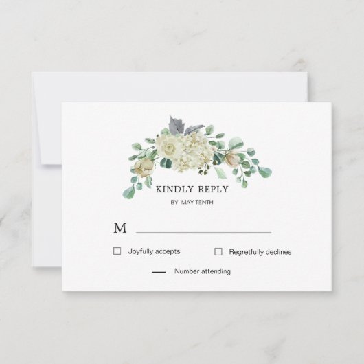 Spring Cream Garden Floral RSVP Response Kaart (Voorkant)