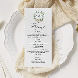 Spring Cream Garden Floral Wedding Menu Kaart