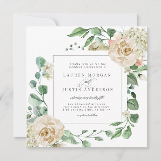 Spring Cream Tuin Bloemenplein Bruiloft Kaart (Voorkant)